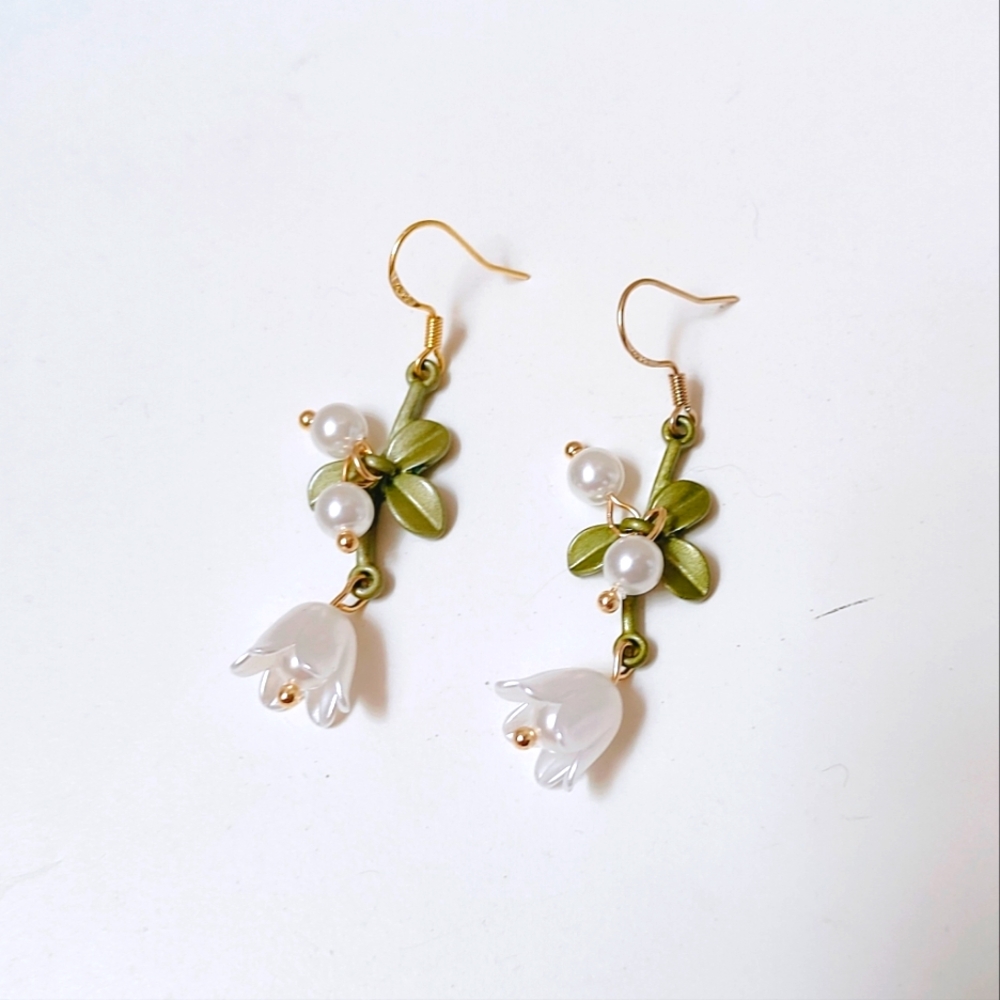 Handmade lily of the valley earrings